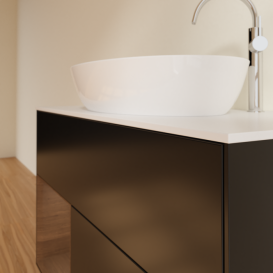 Тумба под раковину Villeroy & Boch Finion 100х50,1 см с подсветкой МДФ черный матовый лак/стекло белое матовое G891GNPD