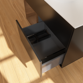 Тумба под раковину Villeroy & Boch Finion 100х50,1 см с подсветкой МДФ черный матовый лак/стекло белое матовое G891GNPD