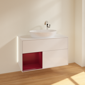 Тумба під раковину Villeroy & Boch Finion 100х50,1 см з підсвіткою МДФ білий глянцевий лак/скло біле матове G891HBGF