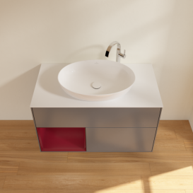 Тумба под раковину Villeroy & Boch Finion 100х50,1 см с подсветкой МДФ антрацит матовый лак/стекло белое матовое G891HBGK