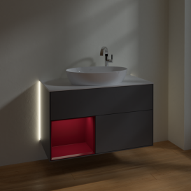 Тумба под раковину Villeroy & Boch Finion 100х50,1 см с подсветкой МДФ антрацит матовый лак/стекло белое матовое G891HBGK