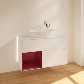 Тумба под раковину Villeroy & Boch Finion 100х50,1 см с подсветкой МДФ белый матовый лак/стекло белое матовое G891HBMT