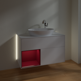 Тумба под раковину Villeroy & Boch Finion 100х50,1 см с подсветкой МДФ белый матовый лак/стекло белое матовое G891HBMT