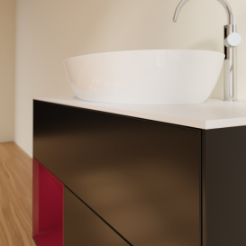 Тумба под раковину Villeroy & Boch Finion 100х50,1 см с подсветкой МДФ черный матовый лак/стекло белое матовое G891HBPD