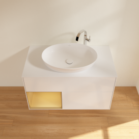 Тумба под раковину Villeroy & Boch Finion 100х50,1 см с подсветкой МДФ глянцевый белый лак/стекло белое матовое G891HFGF