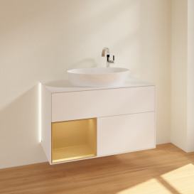 Тумба под раковину Villeroy & Boch Finion 100х50,1 см с подсветкой МДФ белый матовый лак/стекло белое матовое G891HFMT