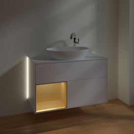 Тумба под раковину Villeroy & Boch Finion 100х50,1 см с подсветкой МДФ белый матовый лак/стекло белое матовое G891HFMT