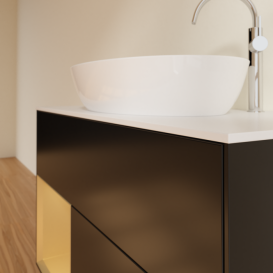 Тумба под раковину Villeroy & Boch Finion 100х50,1 см с подсветкой МДФ черный матовый лак/стекло белое матовое G891HFPD