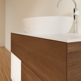 Тумба под раковину Villeroy & Boch Finion 100х50,1 см с подсветкой МДФ шпон грецкого ореха/стекло белое матовое G891MTGN