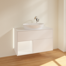 Тумба под раковину Villeroy & Boch Finion 100х50,1 см с подсветкой МДФ белый матовый лак/стекло белое матовое G891MTMT