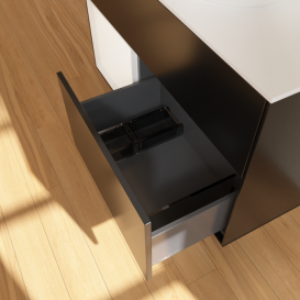 Тумба под раковину Villeroy & Boch Finion 100х50,1 см с подсветкой МДФ черный матовый лак/стекло белое матовое G891MTPD