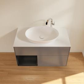 Тумба под раковину Villeroy & Boch Finion 100х50,1 см с подсветкой МДФ антрацит матовый лак/стекло белое матовое G891PDGK