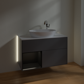 Тумба под раковину Villeroy & Boch Finion 100х50,1 см с подсветкой МДФ антрацит матовый лак/стекло белое матовое G891PDGK