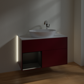 Тумба под раковину Villeroy & Boch Finion 100х50,1 см с подсветкой МДФ пион матовый лак/стекло белое матовое G891PDHB