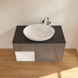 Тумба под раковину Villeroy & Boch Finion 100х50,1 см с подсветкой МДФ антрацит матовый лак/стекло черное матовое G892GFGK