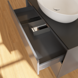 Тумба под раковину Villeroy & Boch Finion 100х50,1 см с подсветкой МДФ антрацит матовый лак/стекло черное матовое G892GFGK