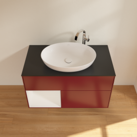 Тумба под раковину Villeroy & Boch Finion 100х50,1 см с подсветкой МДФ пион матовый лак/стекло черное матовое G892GFHB