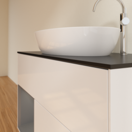 Тумба под раковину Villeroy & Boch Finion 100х50,1 см с подсветкой МДФ глянцевый белый лак/стекло черное матовое G892GKGF