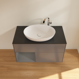 Тумба под раковину Villeroy & Boch Finion 100х50,1 см с подсветкой МДФ антрацит матовый лак/стекло черное матовое G892GKGK