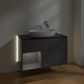 Тумба под раковину Villeroy & Boch Finion 100х50,1 см с подсветкой МДФ антрацит матовый лак/стекло черное матовое G892GKGK