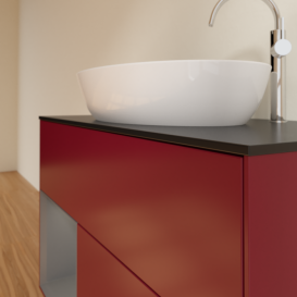 Тумба под раковину Villeroy & Boch Finion 100х50,1 см с подсветкой МДФ пион матовый лак/стекло черное матовое G892GKHB