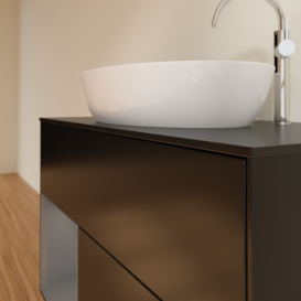 Тумба под раковину Villeroy & Boch Finion 100х50,1 см с подсветкой МДФ черный матовый лак/стекло черное матовое G892GKPD