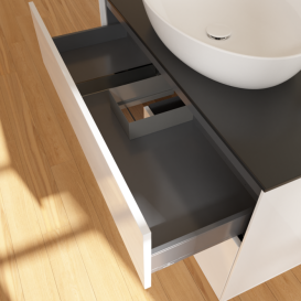 Тумба под раковину Villeroy & Boch Finion 100х50,1 см с подсветкой МДФ глянцевый белый лак/стекло черное матовое G892GNGF