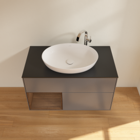 Тумба под раковину Villeroy & Boch Finion 100х50,1 см с подсветкой МДФ антрацит матовый лак/стекло черное матовое G892GNGK