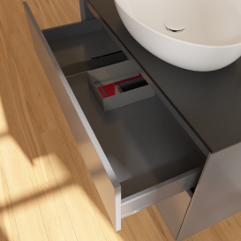 Тумба под раковину Villeroy & Boch Finion 100х50,1 см с подсветкой МДФ антрацит матовый лак/стекло черное матовое G892HBGK