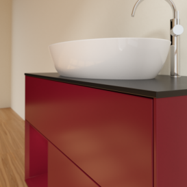 Тумба под раковину Villeroy & Boch Finion 100х50,1 см с подсветкой МДФ пион матовый лак/стекло черное матовое G892HBHB