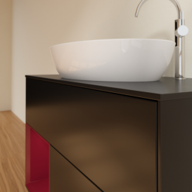 Тумба под раковину Villeroy & Boch Finion 100х50,1 см с подсветкой МДФ черный матовый лак/стекло черное матовое G892HBPD