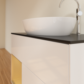 Тумба под раковину Villeroy & Boch Finion 100х50,1 см с подсветкой МДФ глянцевый белый лак/стекло черное матовое G892HFGF