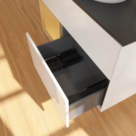 Тумба под раковину Villeroy & Boch Finion 100х50,1 см с подсветкой МДФ глянцевый белый лак/стекло черное матовое G892HFGF