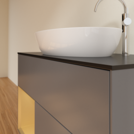 Тумба под раковину Villeroy & Boch Finion 100х50,1 см с подсветкой МДФ антрацит матовый лак/стекло черное матовое G892HFGK