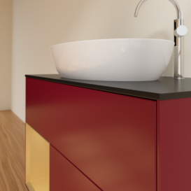 Тумба под раковину Villeroy & Boch Finion 100х50,1 см с подсветкой МДФ пион матовый лак/стекло черное матовое G892HFHB