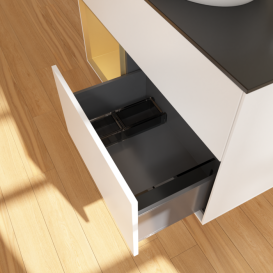 Тумба под раковину Villeroy & Boch Finion 100х50,1 см с подсветкой МДФ белый матовый лак/стекло черное матовое G892HFMT