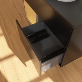 Тумба под раковину Villeroy & Boch Finion 100х50,1 см с подсветкой МДФ черный матовый лак/стекло черное матовое G892HFPD