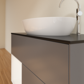 Тумба под раковину Villeroy & Boch Finion 100х50,1 см с подсветкой МДФ антрацит матовый лак/стекло черное матовое G892MTGK