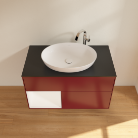 Тумба под раковину Villeroy & Boch Finion 100х50,1 см с подсветкой МДФ пион матовый лак/стекло черное матовое G892MTHB