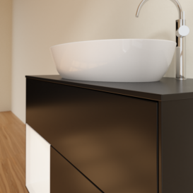 Тумба под раковину Villeroy & Boch Finion 100х50,1 см с подсветкой МДФ черный матовый лак/стекло черное матовое G892MTPD