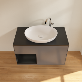 Тумба под раковину Villeroy & Boch Finion 100х50,1 см с подсветкой МДФ антрацит матовый лак/стекло черное матовое G892PDGK