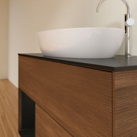 Тумба под раковину Villeroy & Boch Finion 100х50,1 см с подсветкой МДФ шпон грецкого ореха/стекло черное матовое G892PDGN