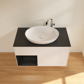 Тумба под раковину Villeroy & Boch Finion 100х50,1 см с подсветкой МДФ белый матовый лак/стекло черное матовое G892PDMT