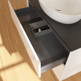 Тумба под раковину Villeroy & Boch Finion 100х50,1 см с подсветкой МДФ белый матовый лак/стекло черное матовое G892PDMT