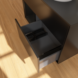 Тумба под раковину Villeroy & Boch Finion 100х50,1 см с подсветкой МДФ черный матовый лак/стекло черное матовое G892PDPD