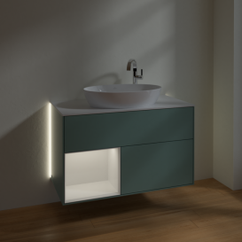 Тумба под раковину Villeroy & Boch Finion 100х50,1 см с подсветкой МДФ оливковый матовый лак/стекло белое матовое G891GFGM