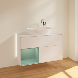 Тумба под раковину Villeroy & Boch Finion 100х50,1 см с подсветкой МДФ глянцевый белый лак/стекло белое матовое G891GMGF