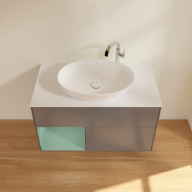 Тумба под раковину Villeroy & Boch Finion 100х50,1 см с подсветкой МДФ антрацит матовый лак/стекло белое матовое G891GMGK