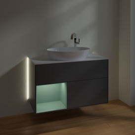 Тумба под раковину Villeroy & Boch Finion 100х50,1 см с подсветкой МДФ антрацит матовый лак/стекло белое матовое G891GMGK