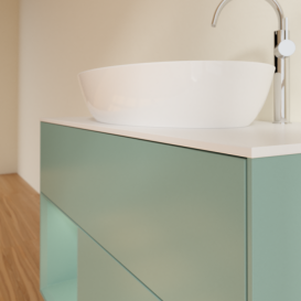 Тумба под раковину Villeroy & Boch Finion 100х50,1 см с подсветкой МДФ оливковый матовый лак/стекло белое матовое G891GMGM